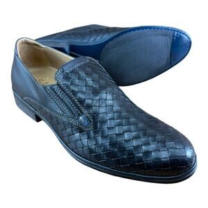 Galizio Torresi Men’s slip on Leather  navy Blue shoes loafers Size 8.5/9|42 EU